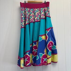 Vintage Jeanne Marc 80s Colorful Floral Maxi Skirt Size Large